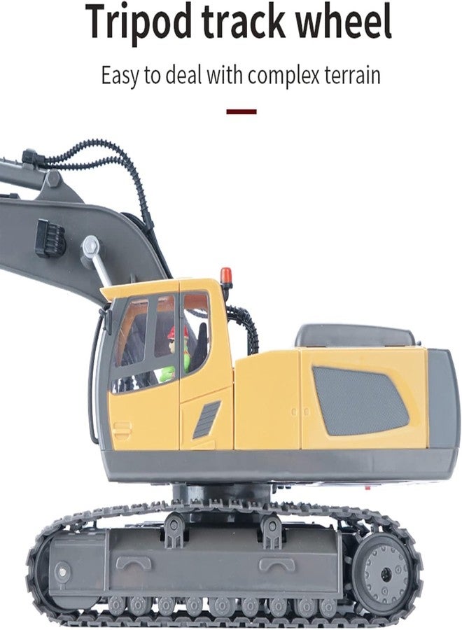 RABJET Remote Control Excavator Toy, 1/20 Scale 2.4Ghz RC Excavator Construction Vehicles with Sound & Lights & 680° Rotation, 11 Channel Construction Tractor RC Truck Toy for Kids - Image 3